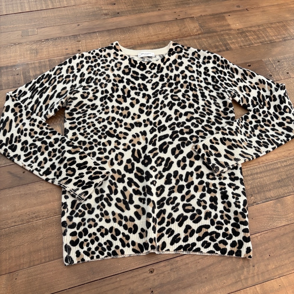 Equipment Femme 100% Cashmere Leopard Print Crewneck Sweater XS